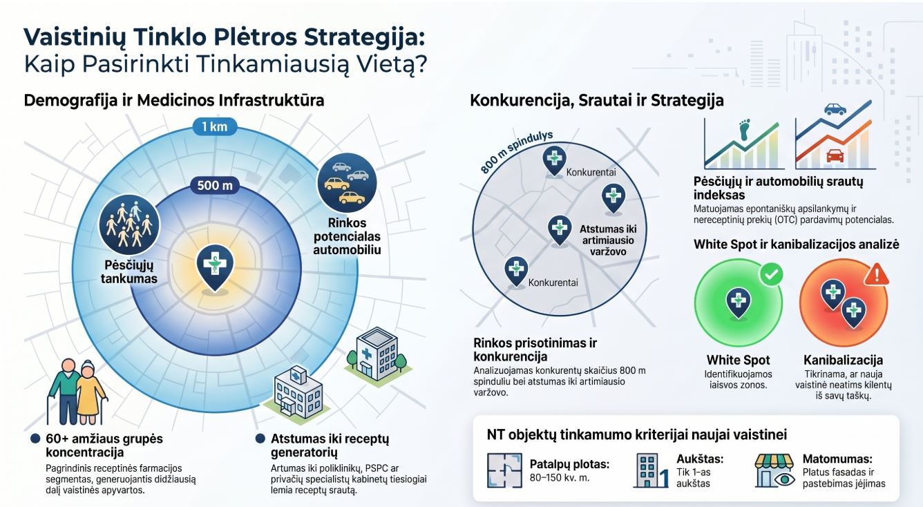 Vaistinių tinklo pasiūlymas — duomenų vizualizacija